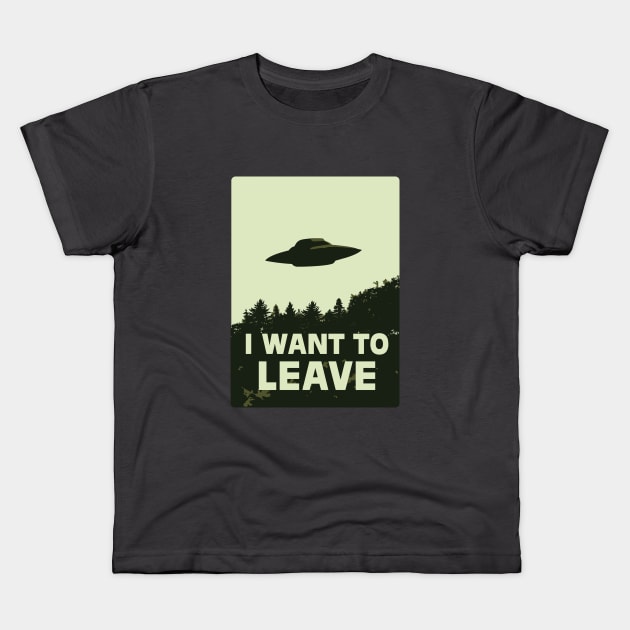 I Want To Leave Kids T-Shirt by cloud6studios